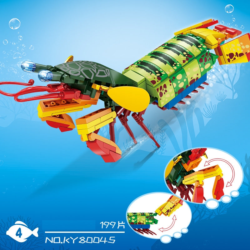 OCEAN SERIES Peacock Mantis Shrimp KY80045-4 Block Puzzle Model Toys 199pcs - Kidz Brickify