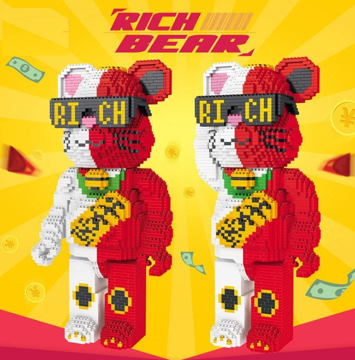 RICH WHITE RED STRIPE BEAR LOVE P2206 Block Puzzle Model Toys ( 3196pcs ) - Kidz Brickify