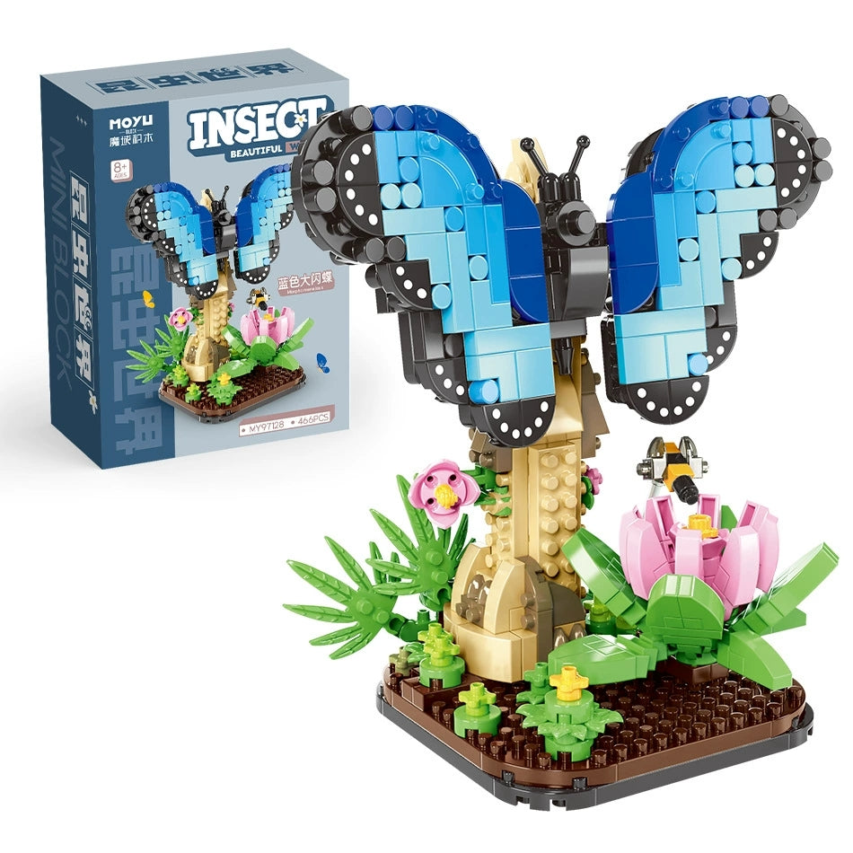 INSECT SERIES Blue Morpho Butterfly MY97128 Block Puzzle Model Toys ( 466pcs ) - Kidz Brickify